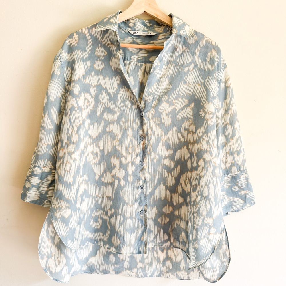 Zara Printed Rami Shirt Size Small - Picture 3 of 9